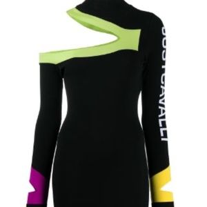 just cavalli colour-block asymmetric dress